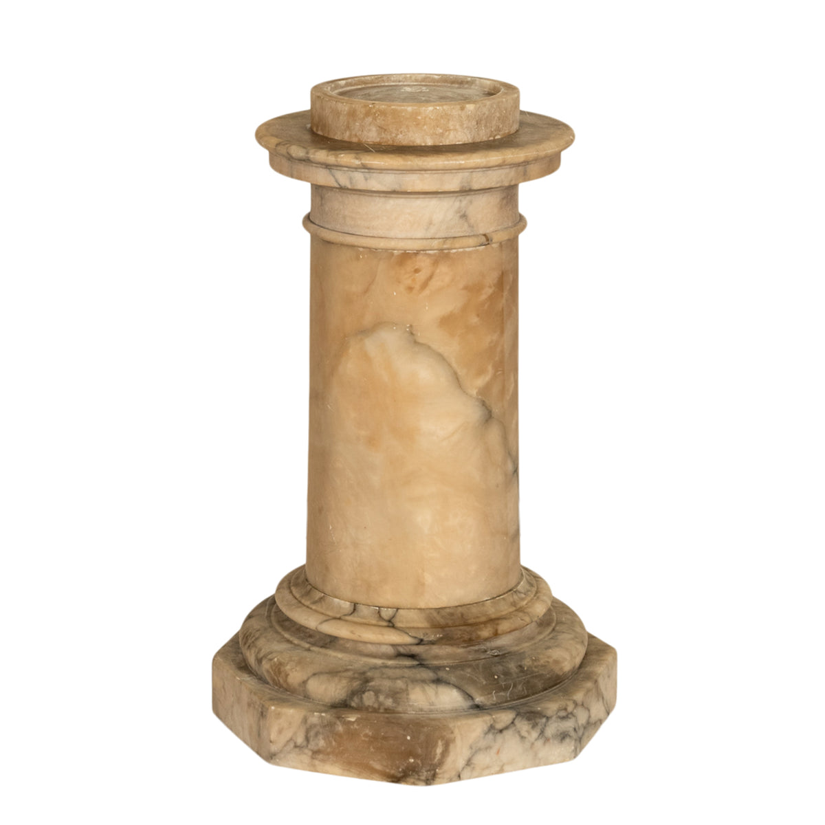 Antique 19th Century Italian Carved Alabaster Neoclassical Urn on Pedestal 1850