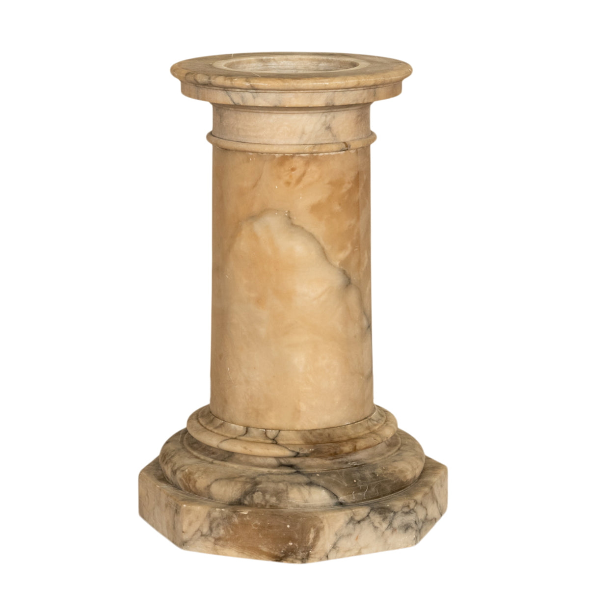 Antique 19th Century Italian Carved Alabaster Neoclassical Urn on Pedestal 1850