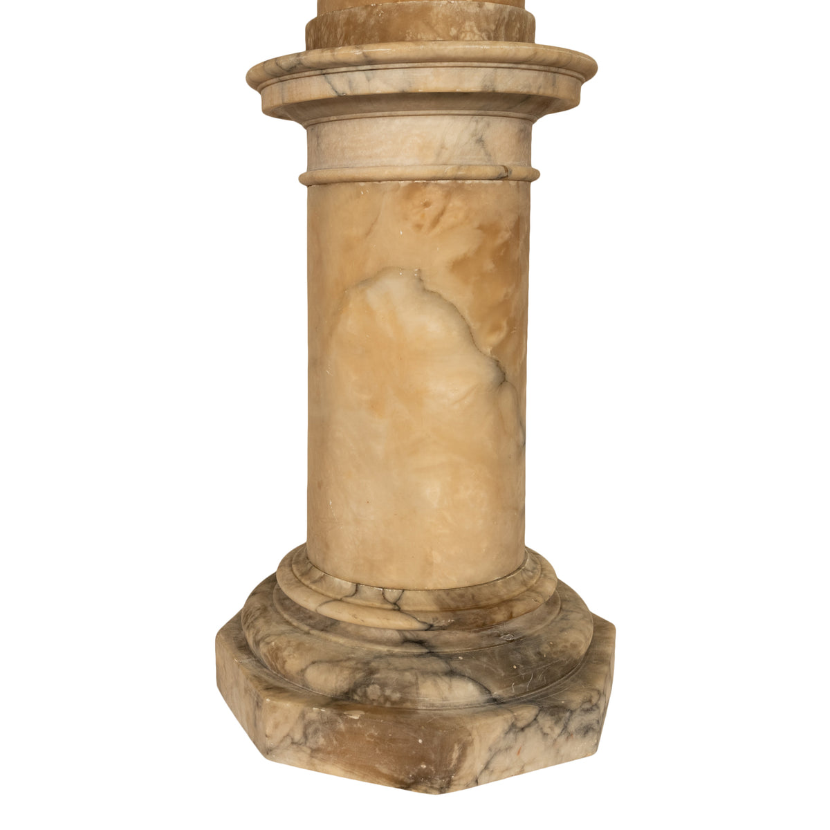 Antique 19th Century Italian Carved Alabaster Neoclassical Urn on Pedestal 1850