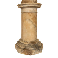 Antique 19th Century Italian Carved Alabaster Neoclassical Urn on Pedestal 1850