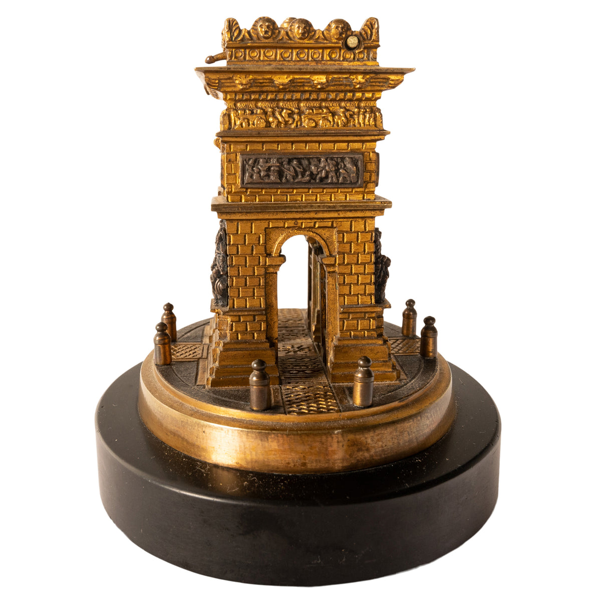 Antique French Grand Tour Gilt Bronze Architectural Model Arc de Triomphe 1825