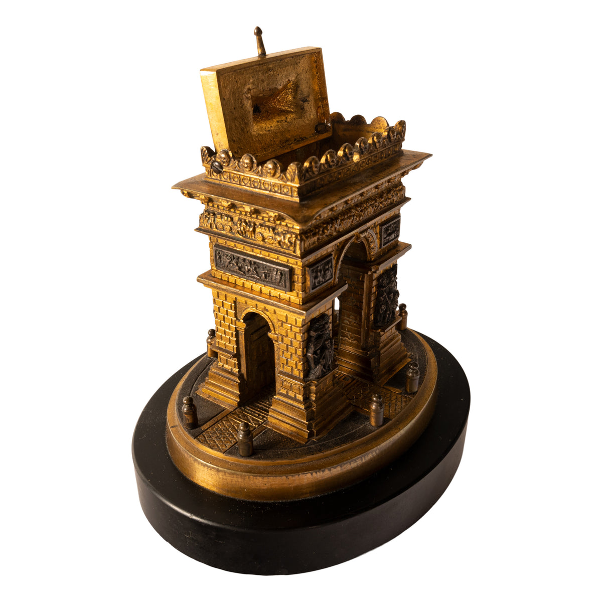 Antique French Grand Tour Gilt Bronze Architectural Model Arc de Triomphe 1825