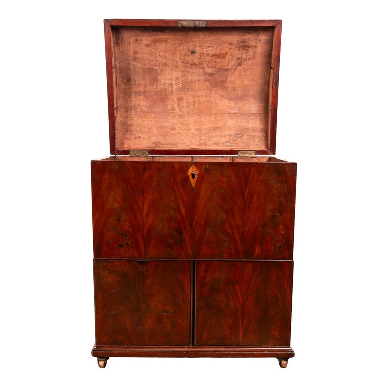 Antique Georgian Mahogany Domed Top Wine Liquor Cellarette Cabinet Box 1780