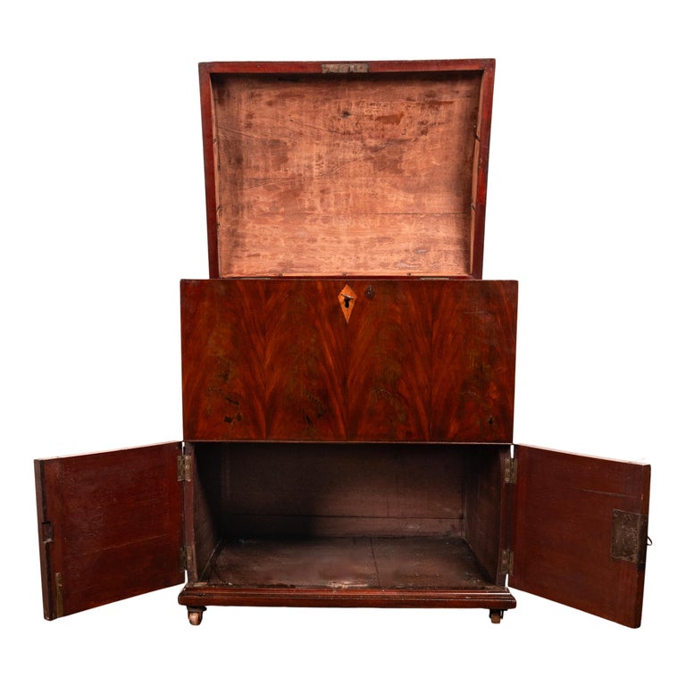Antique Georgian Mahogany Domed Top Wine Liquor Cellarette Cabinet Box 1780