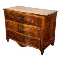 Antique French Regence Carved Walnut Provincial 3 Drawer Commode Chest Lyon 1730