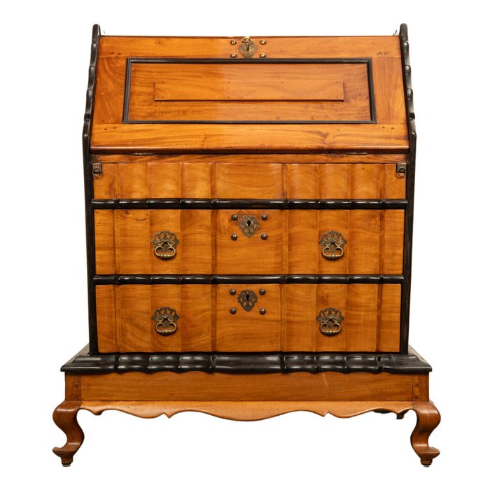 Antique 18th Century VOC Dutch Colonial Padouk Ebony Secretary Desk Bureau 1730