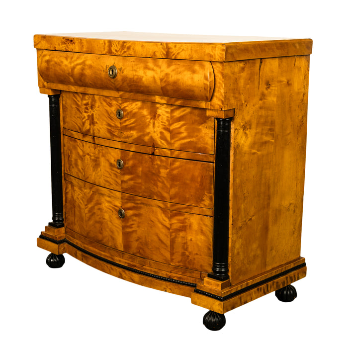 Antique Austrian Biedermeier Golden Birch Ebony Chest of Drawers Commode 1820