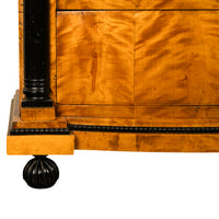 Antique Austrian Biedermeier Golden Birch Ebony Chest of Drawers Commode 1820