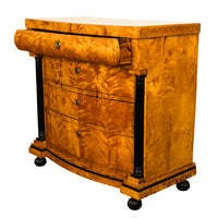 Antique Austrian Biedermeier Golden Birch Ebony Chest of Drawers Commode 1820