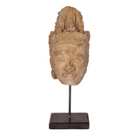Ancient Gandharan Carved Stucco Greco Buddhist Bodhisattva Head Bust 400-500 CE