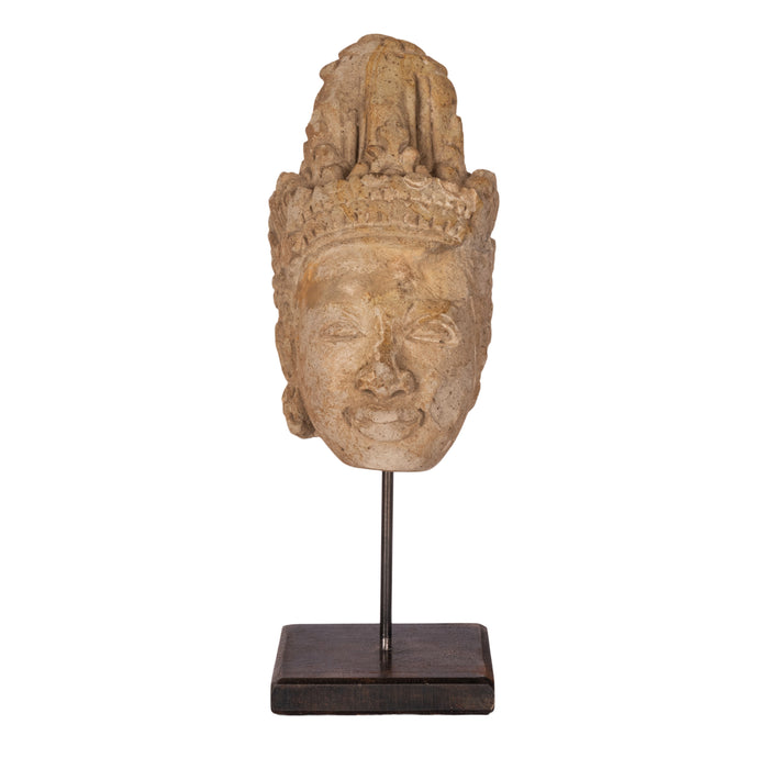 Ancient Gandharan Carved Stucco Greco Buddhist Bodhisattva Head Bust 400-500 CE