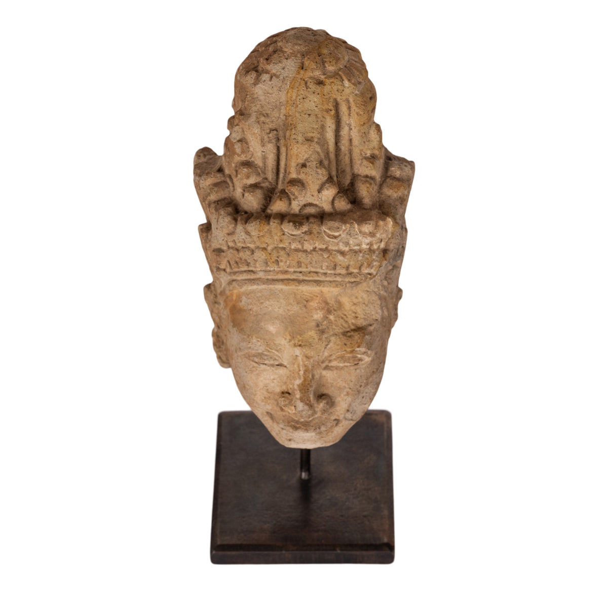 Ancient Gandharan Carved Stucco Greco Buddhist Bodhisattva Head Bust 400-500 CE