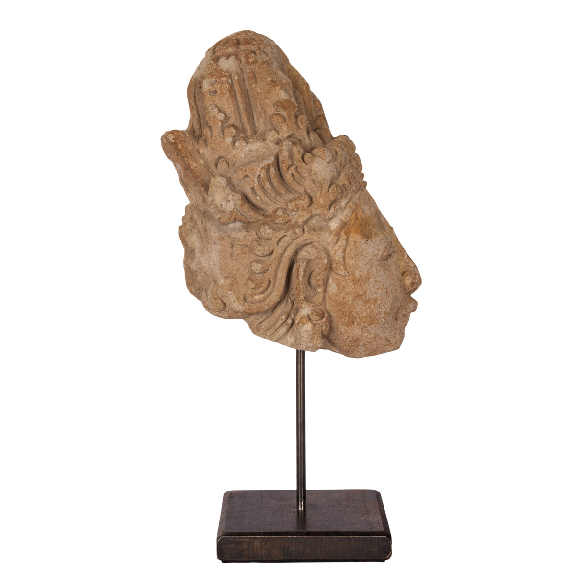 Ancient Gandharan Carved Stucco Greco Buddhist Bodhisattva Head Bust 400-500 CE