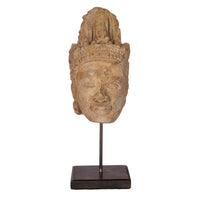 Ancient Gandharan Carved Stucco Greco Buddhist Bodhisattva Head Bust 400-500 CE