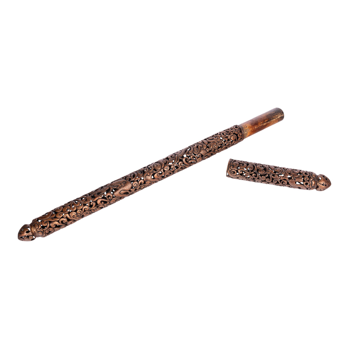 Antique 18th Century Tibetan Buddhist Gilded Iron Lama's Pen Case Derge 1700