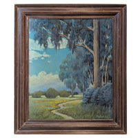 Antique American Impressionist Pastel Landscape Painting Alameda California by Edwin C. Siegfried, 1930