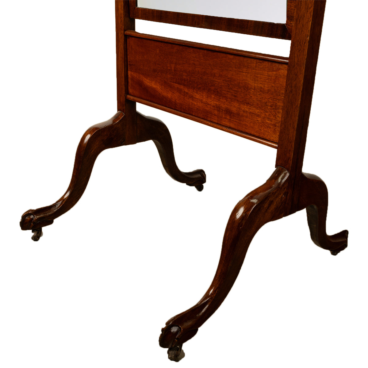 Antique English Georgian Regency Mahogany Cheval Full Length Swing Mirror 1820