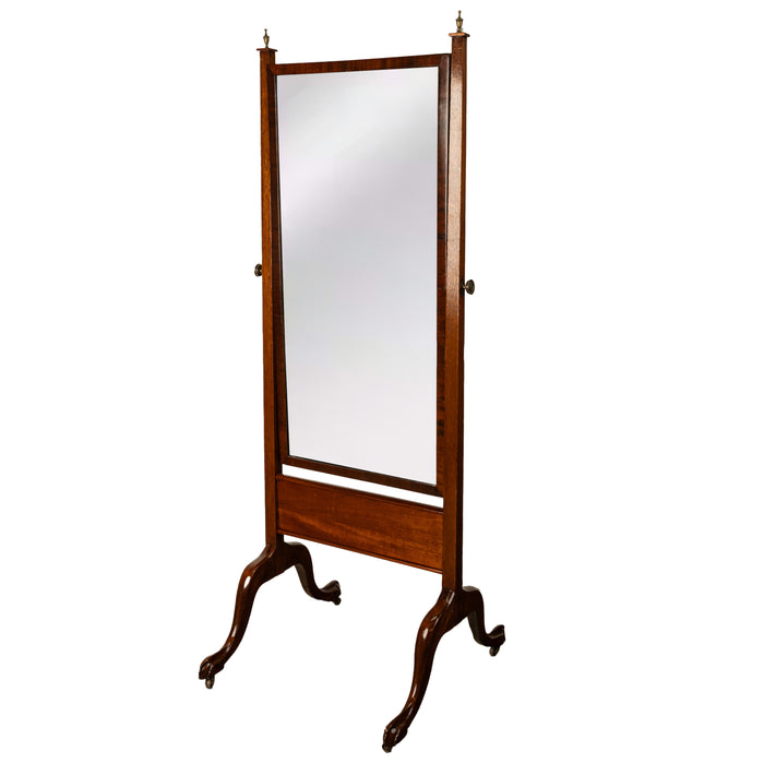 Antique English Georgian Regency Mahogany Cheval Full Length Swing Mirror 1820