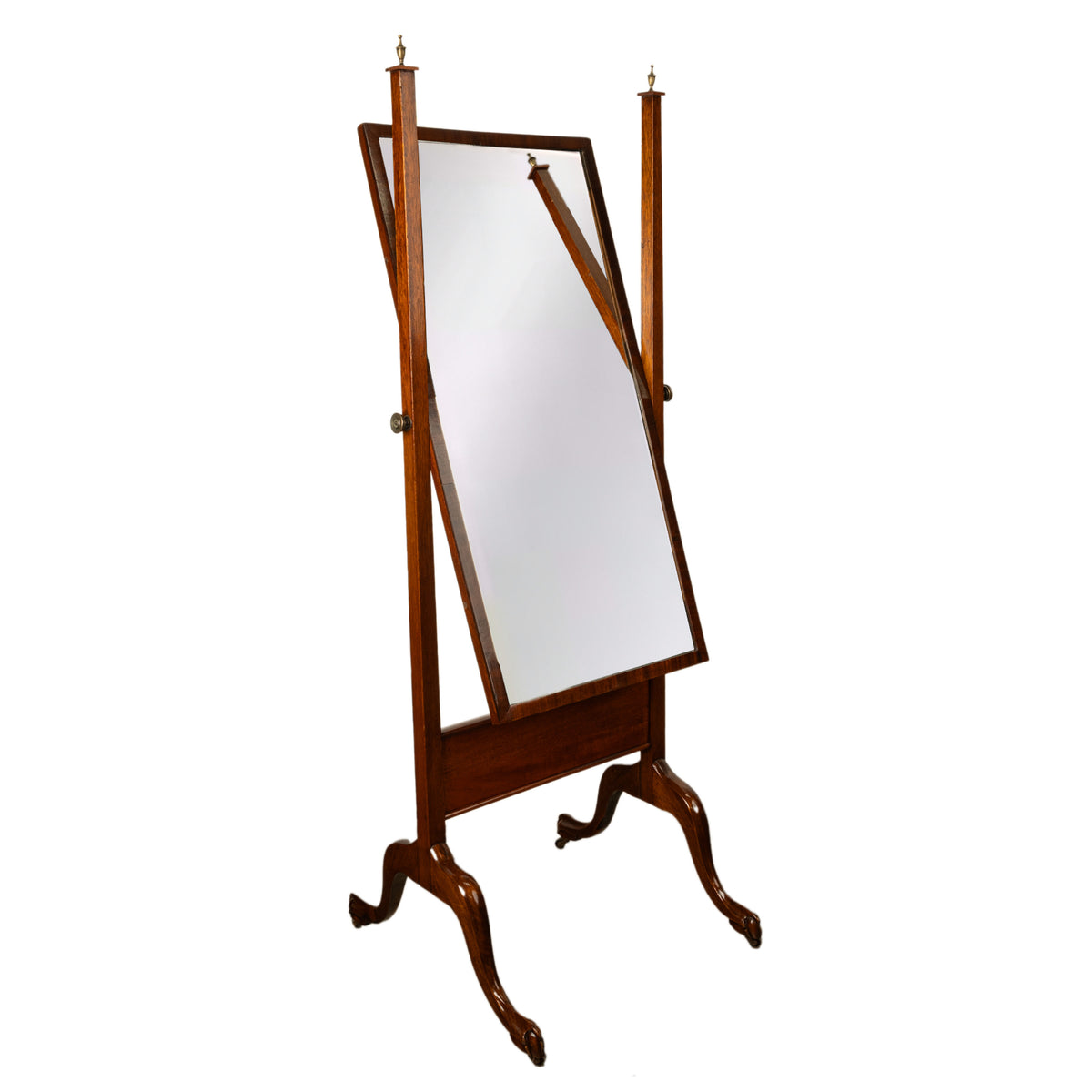 Antique English Georgian Regency Mahogany Cheval Full Length Swing Mirror 1820