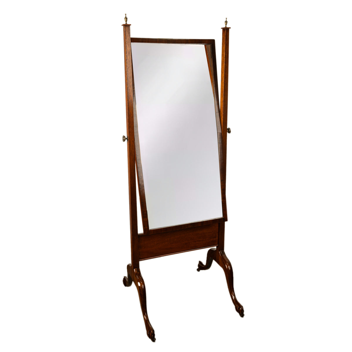 Antique English Georgian Regency Mahogany Cheval Full Length Swing Mirror 1820