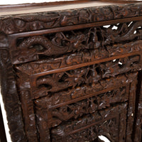 Antique Set of 4 Chinese Qing Dynasty Rosewood Carved Dragon Nesting Tables 1880