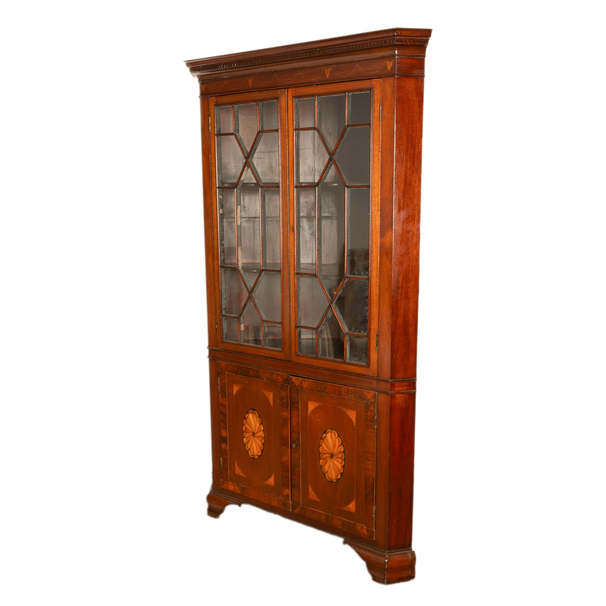 Antique 18th Century Georgian Inlaid Mahogany Freestanding Corner Cabinet 1790