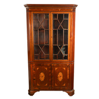 Antique 18th Century Georgian Inlaid Mahogany Freestanding Corner Cabinet 1790
