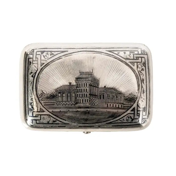 tobacco box silver Antique Imperial Russian Engraved 84 Silver Niello Tobacco Case Box Mo – BLOOMSBURY FINE ART & ANTIQUES tobacco box silver Antique Imperial Russian Engraved 84 Silver Niello Tobacco Case Box Mo – BLOOMSBURY FINE ART & ANTIQUES