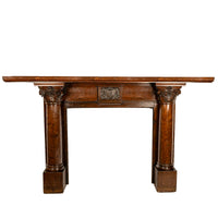Antique 19th Century Carved Oak Column Fireplace Mantel Surround San Francisco