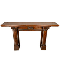 Antique 19th Century Carved Oak Column Fireplace Mantel Surround San Francisco