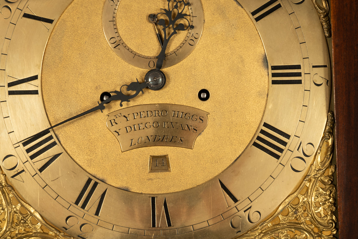 Antique Georgian Mahogany Long Case Grandfather Clock Higgs & Evans London Spanish Market 1770