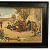Antique Western Oil on Canvas Painting Native American "The Captive" 1901  by Frank Paul Sauerwein