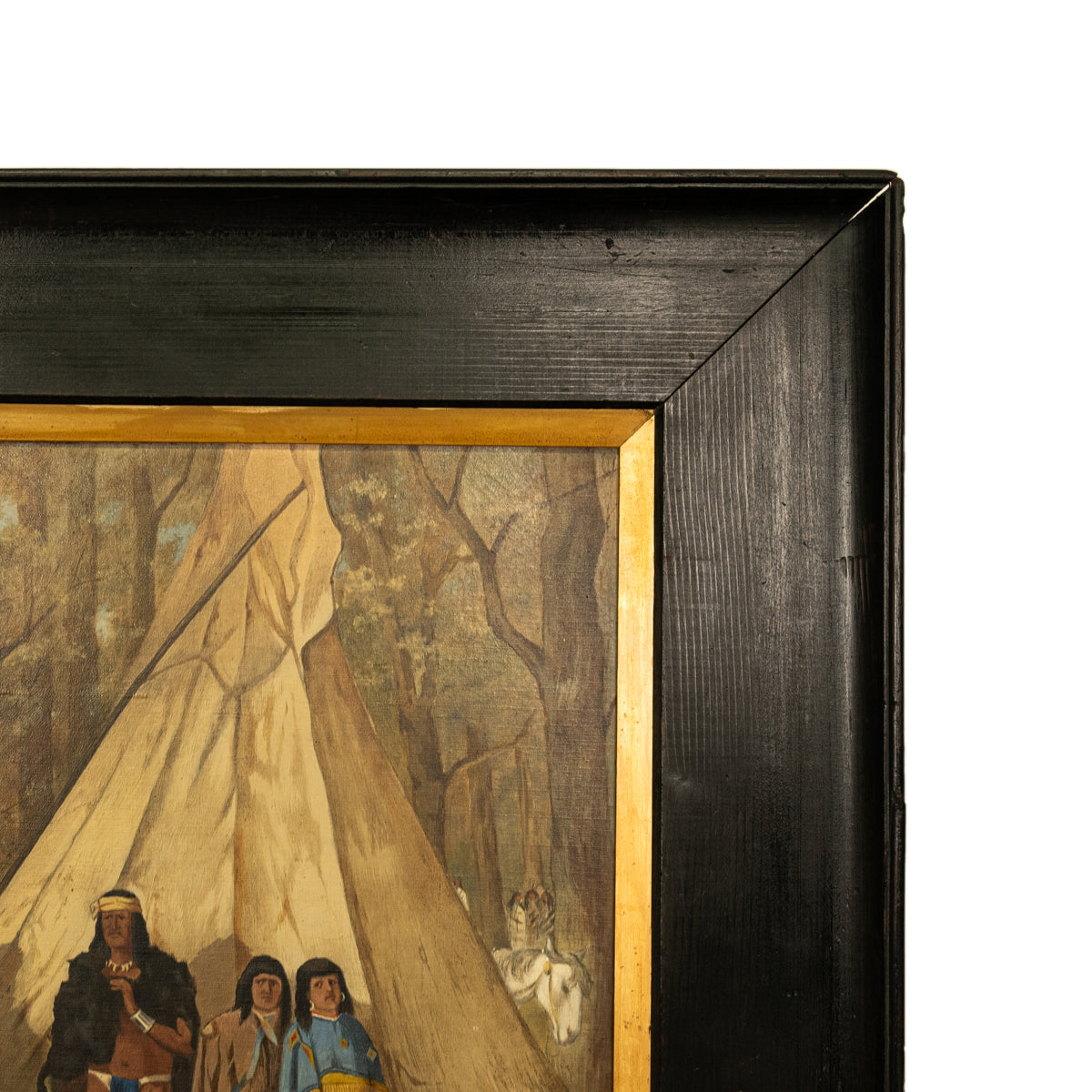 Antique Western Oil on Canvas Painting Native American "The Captive" 1901  by Frank Paul Sauerwein