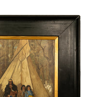 Antique Western Oil on Canvas Painting Native American "The Captive" 1901  by Frank Paul Sauerwein