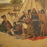 Antique Western Oil on Canvas Painting Native American "The Captive" 1901  by Frank Paul Sauerwein