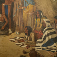 Antique Western Oil on Canvas Painting Native American "The Captive" 1901  by Frank Paul Sauerwein