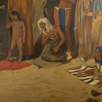 Antique Western Oil on Canvas Painting Native American "The Captive" 1901  by Frank Paul Sauerwein