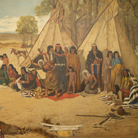 Antique Western Oil on Canvas Painting Native American "The Captive" 1901  by Frank Paul Sauerwein