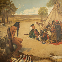 Antique Western Oil on Canvas Painting Native American "The Captive" 1901  by Frank Paul Sauerwein