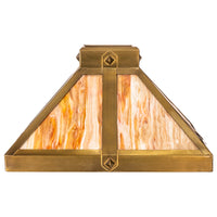 Antique American Arts & Crafts Mission Stained Slag Glass Brass Table Lamp 1910