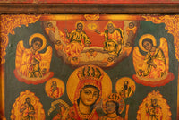 Antique 19th C Greek Orthodox Icon Virgin Mary & Jesus St. George & Dragon 1800