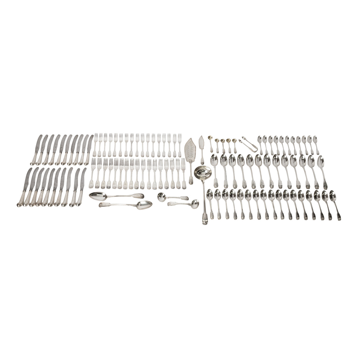 Antique Set Georgian Dining Sterling Silver Cutlery William Tuite Garrard Co London 110 pieces 1788
