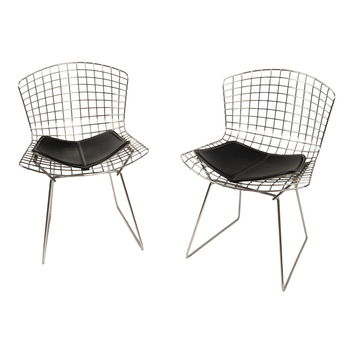 Pair Mid Century Modern Knoll Studio Steel Side Chairs & Pads Harry Bertoia 1970