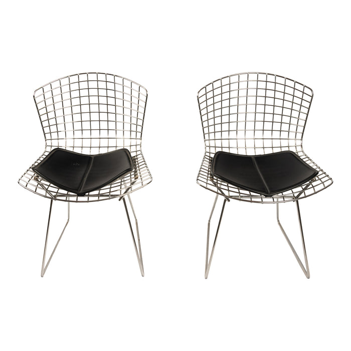 Pair Mid Century Modern Knoll Studio Steel Side Chairs & Pads Harry Bertoia 1970