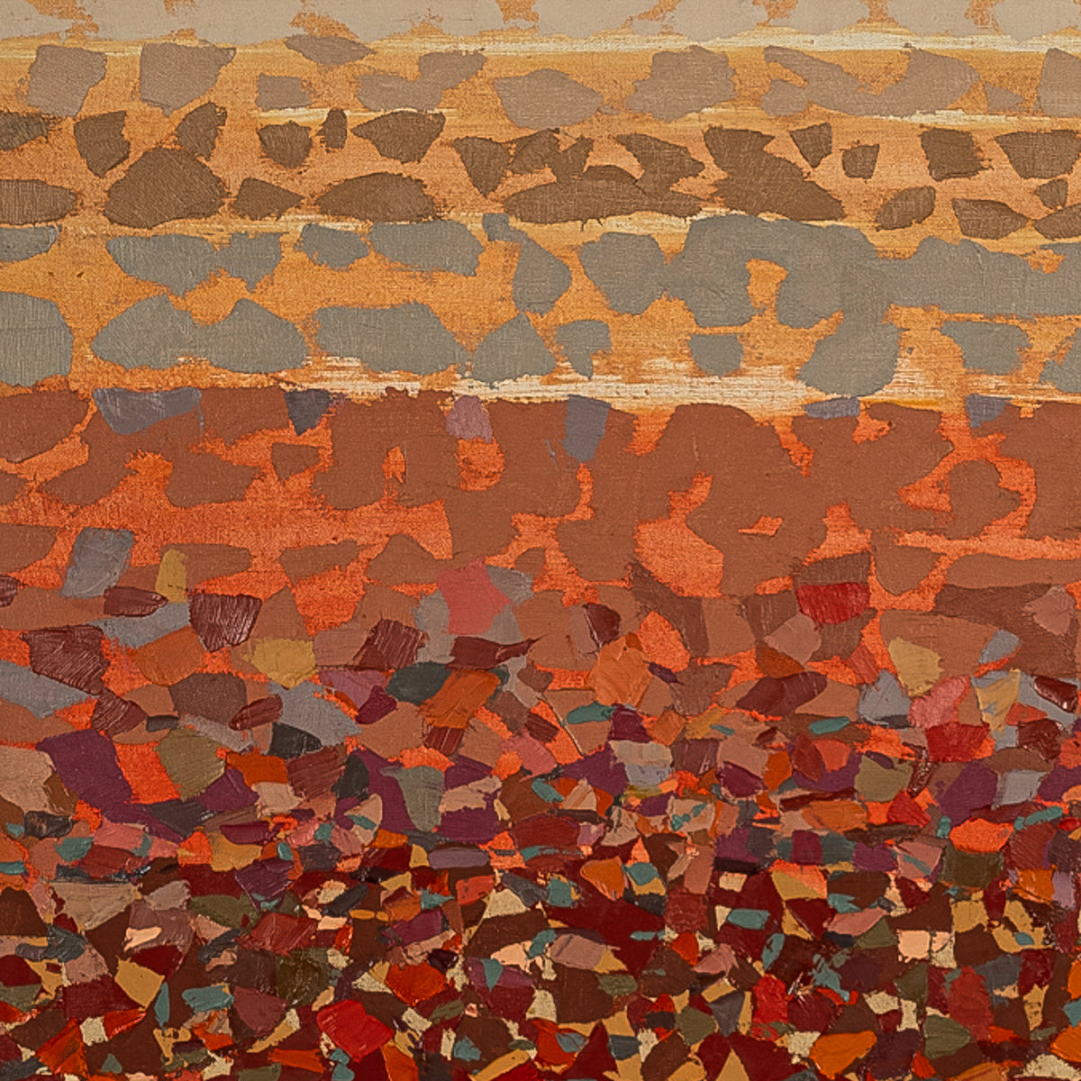 Pacific Northwest Oregon Modernist Oil on Canvas Abstract Landscape Painting 1981 By Richard Arthur Muller