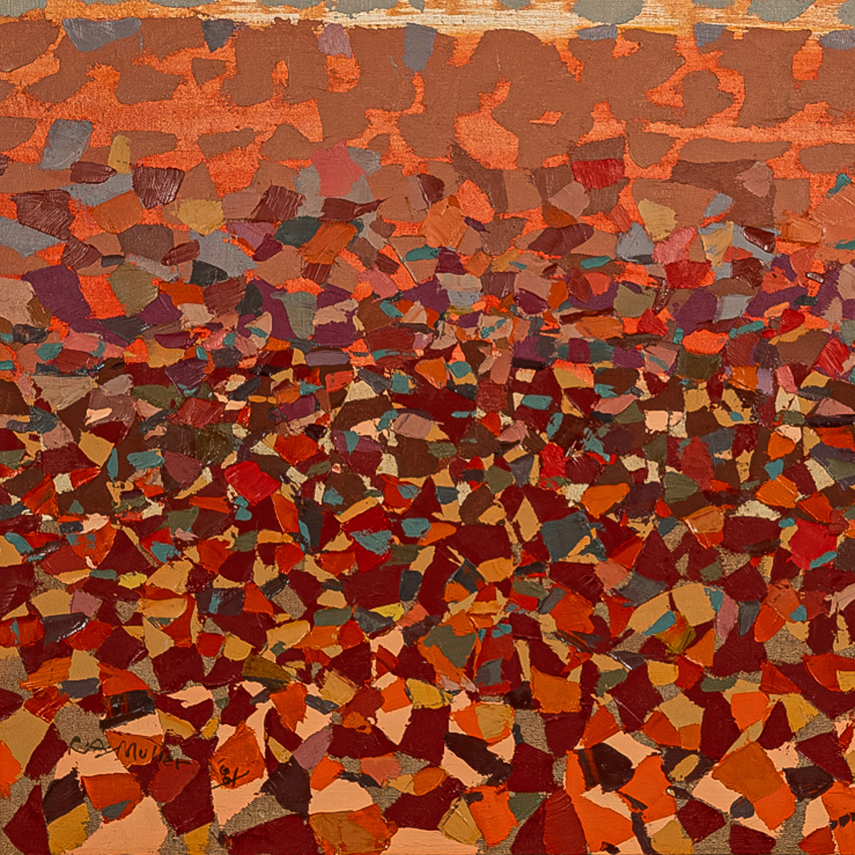 Pacific Northwest Oregon Modernist Oil on Canvas Abstract Landscape Painting 1981 By Richard Arthur Muller