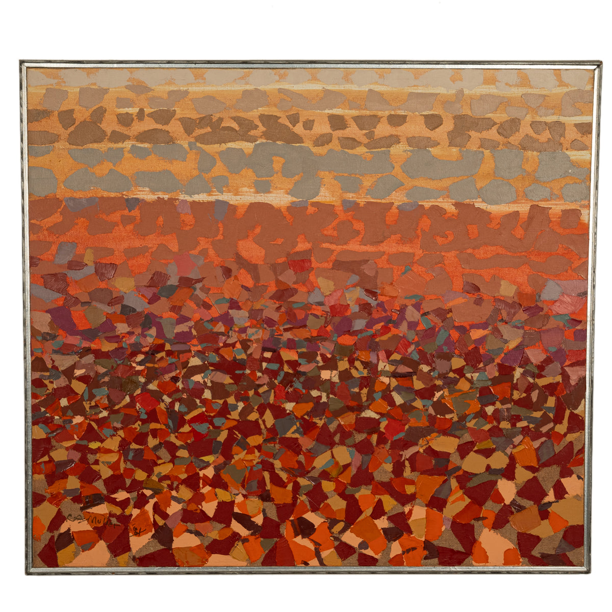 Pacific Northwest Oregon Modernist Oil on Canvas Abstract Landscape Painting 1981 By Richard Arthur Muller
