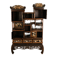 Antique Japanese Lacquer Inlaid Hardwood Meiji Period Shibayama Shodana Cabinet Circa 1880