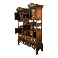 Antique Japanese Lacquer Inlaid Hardwood Meiji Period Shibayama Shodana Cabinet Circa 1880