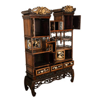 Antique Japanese Lacquer Inlaid Hardwood Meiji Period Shibayama Shodana Cabinet Circa 1880